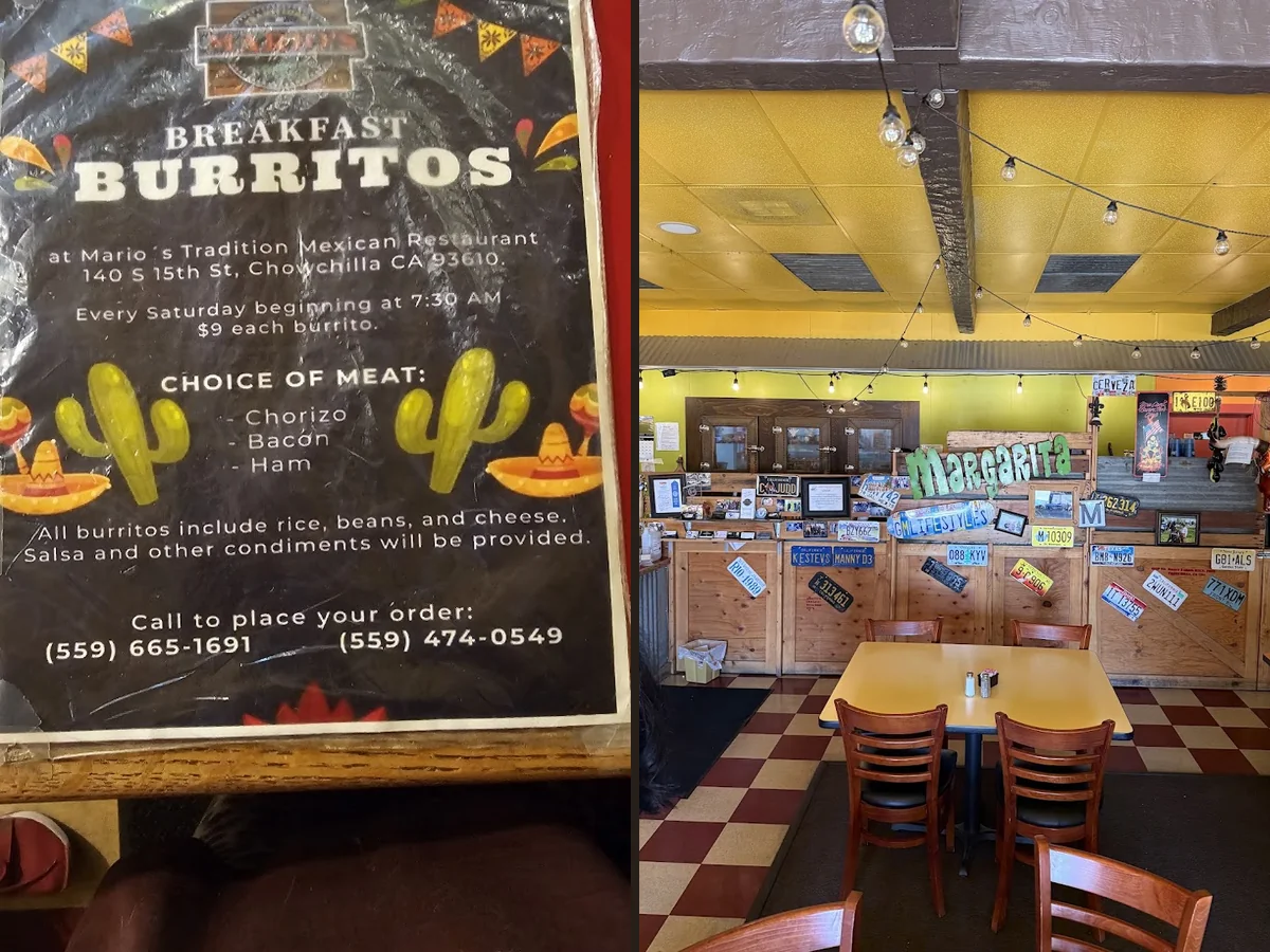 Colorful Mexican plates on a casual restaurant table.